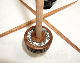 Walnut and White Buffalo Turquoise 5-piece European Low Whorl Spindle set.