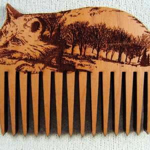 Short Tapestry Weaving Comb: Forest Fox Totem