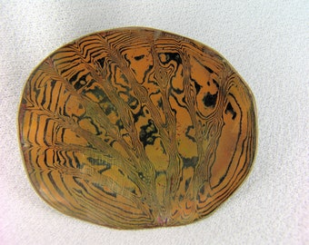 Kasumi Uchi or Mokume Gane Spindle Bowl 3 inches across, 1 inch tall Shell Form Pattern