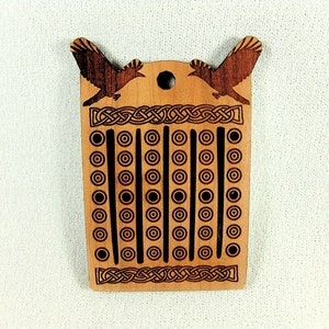 Roman Britain: Band or Tape Weaving Heddle, Back Strap Loom in Wild Black Cherry with Two Ravens