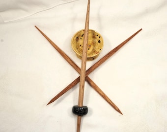 The Greenlander, Greenland Norse Form Spindle with a Steatite Whorl & three Hardwood Spindle Sticks 11" long...and 2" bowl