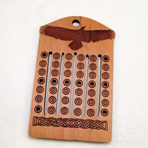 Roman Britain: Band or Tape Weaving Heddle, Back Strap Loom in Cherry with an Imperial Eagle