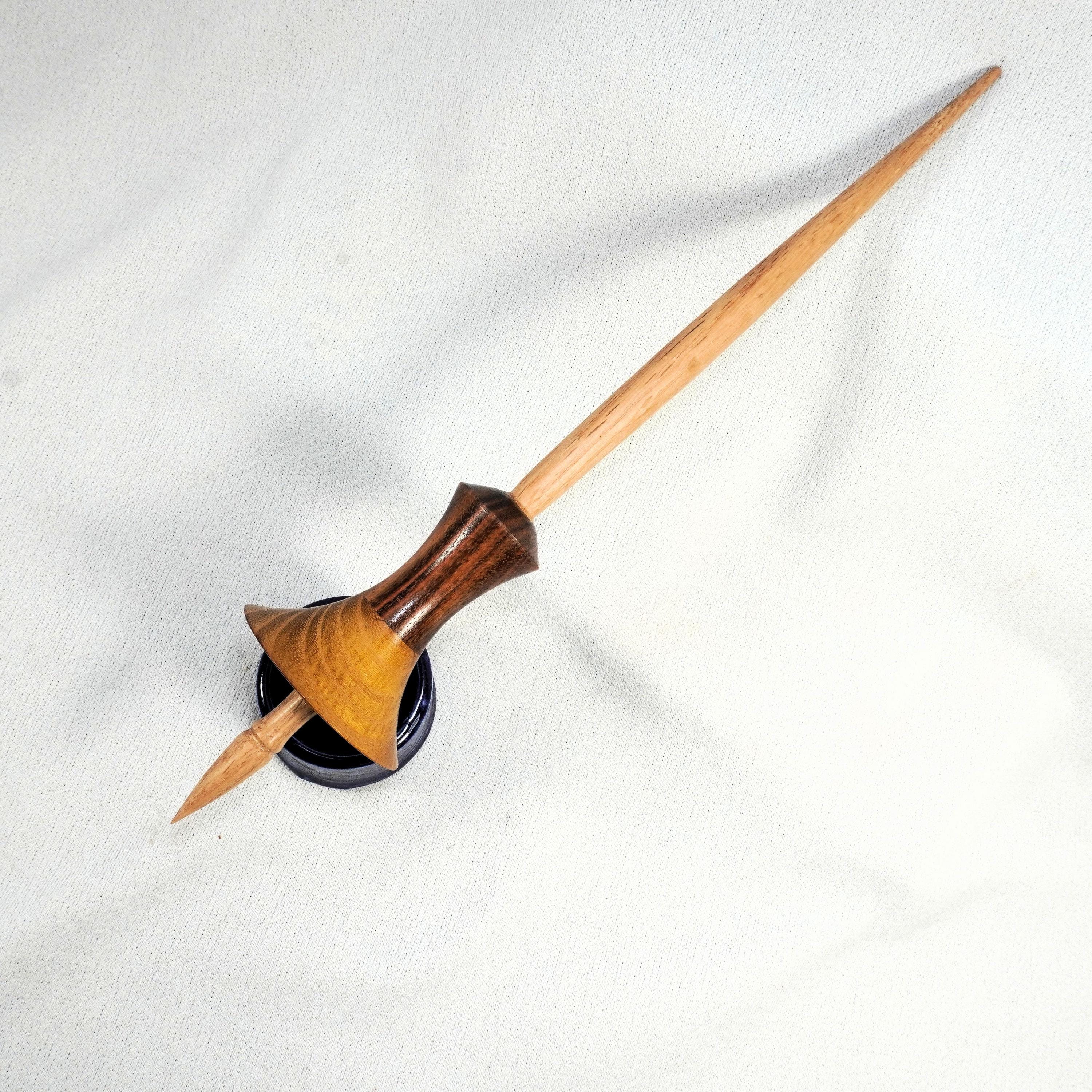 Rmwooden spindle クロススタンド＋プリミティブボール付 Tibetan Support Spindle With an Oaken Shaft and Carribean Rosewood