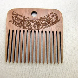 Short Tapestry Weaving Comb with Viking Jellinnge Knotwork