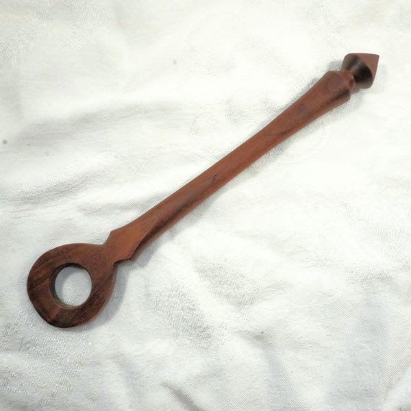Athena's Ring Distaff 11 inches Long... Etruscan Ring Distaff in Old Black Walnut