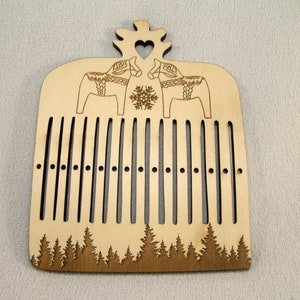 Scandinavian Band or Tape Weaving Heddle, Back Strap Loom Dala Horses 31 Warp Threads