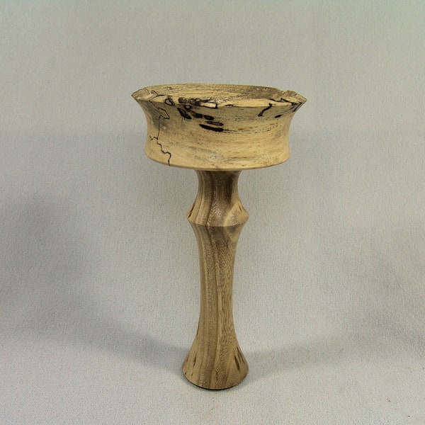 Spinning Chalice, Spalted Hackberry with a German Silver Bowl