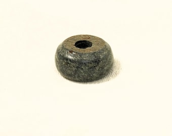 Greenlander Whorl, Viking Era Form Spindle Whorl Form, Black Steatite 25g #4b