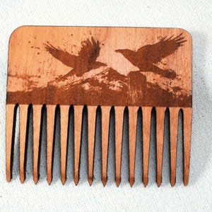 Short Tapestry Weaving Comb: Odin's Ravens, Memory & Thought