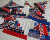 Log Cabin Quilt Squares, 36, Patriotic Fabrics