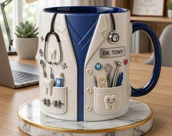 Personalized Dentist Mug with Name, Custom Orthodontist Mug, Braces Dental Gift, Dental Assistant Coffee Cup, Dentist Appreciation