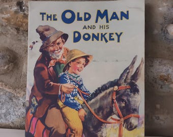 Vintage illustriertes Volksmärchenbuch: Der alte Mann und sein Esel und andere Geschichten 1930er-40er Jahre