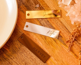 Luxury Mirror Acrylic Place Cards - Engraved Personalised Name Settings for Wedding, Party, Event Décor