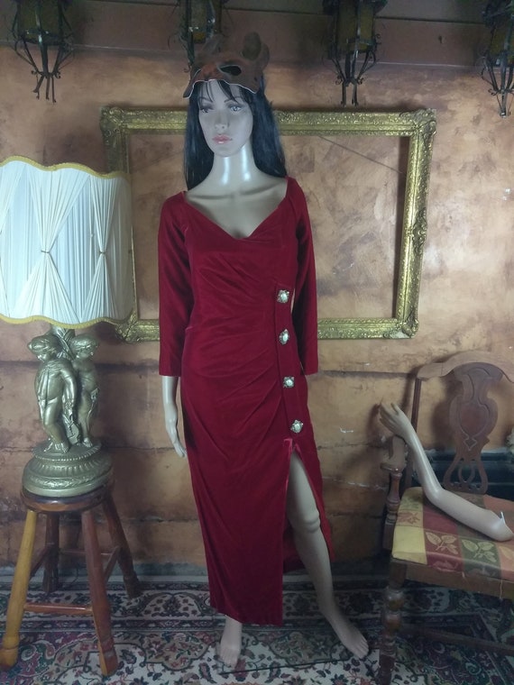 Vintage Red Velvet Maxi Dress by Cole//Goth Gothic