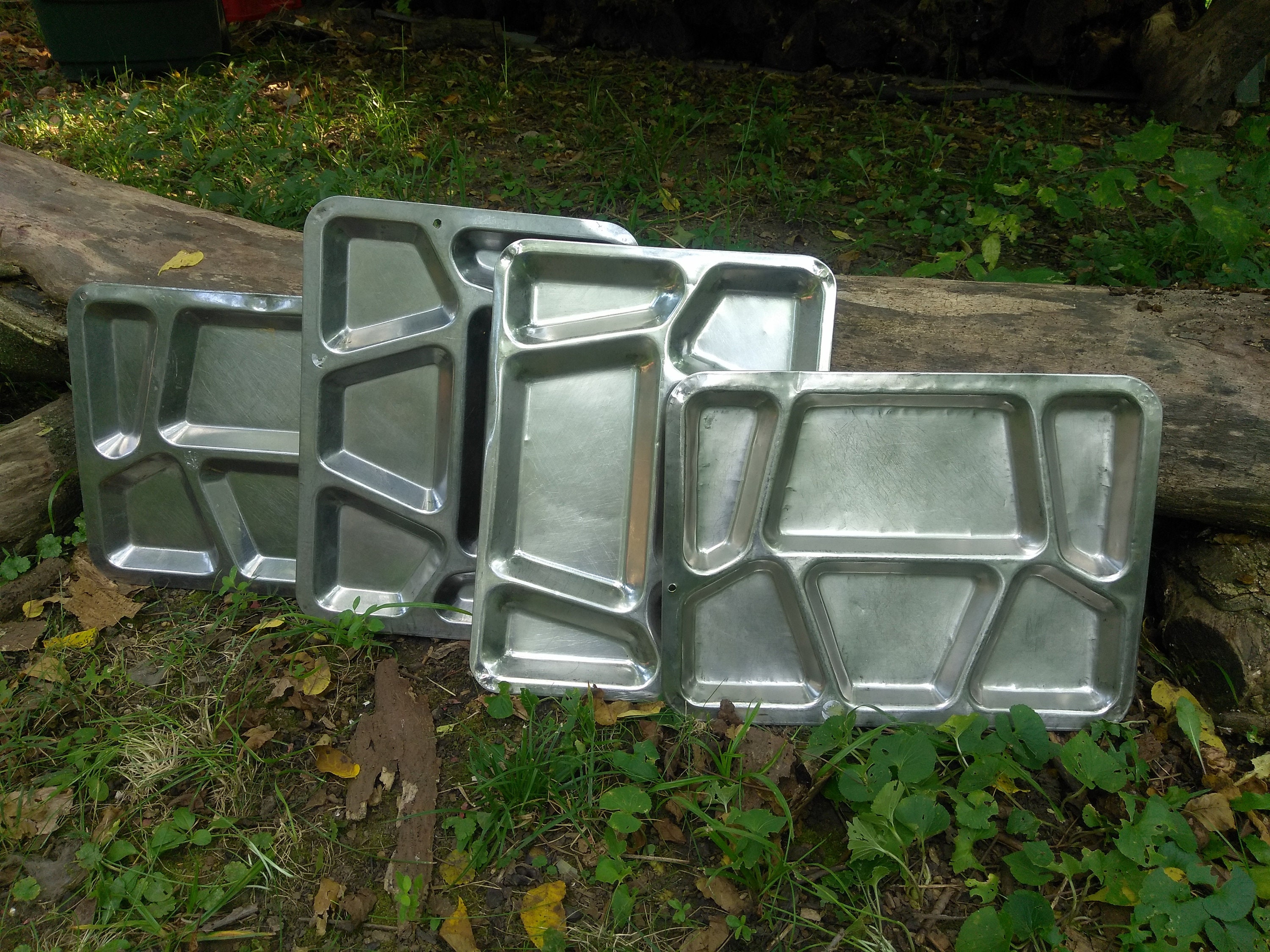 U.S. Navy Enlisted Stainless Compartmented Tray Lot of 4//vintage Mess  Hall//early 1900s Through the 1950s// 