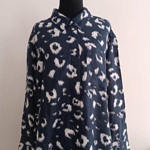 Marks & Spencer Blue Abstract Oversized Linen Shirt Size 48