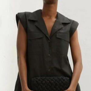 H&M Black Pocket Detail Cotton Shirt Size S