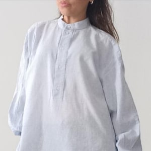 H&M Light Blue Grandad Collar Shirt Size S