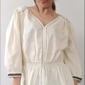 Marks & Spencer White Embroidered Peasant Blouse Size 16