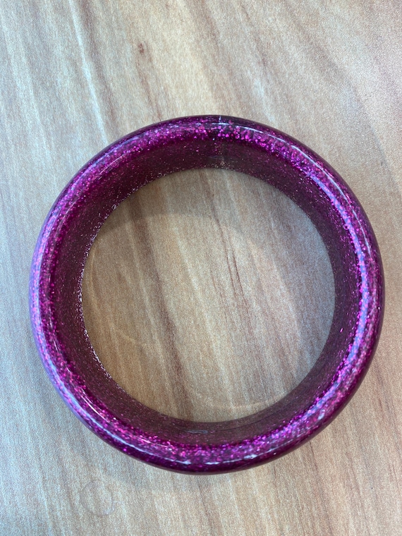 Set Of Two Retro Sparkly Pink And Silver Bangels - image 7