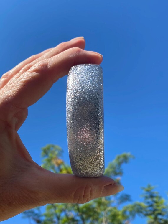 Set Of Two Retro Sparkly Pink And Silver Bangels - image 2