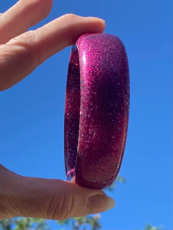 Set Of Two Retro Sparkly Pink And Silver Bangels - image 4