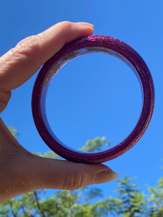 Set Of Two Retro Sparkly Pink And Silver Bangels - image 5