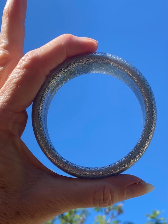 Set Of Two Retro Sparkly Pink And Silver Bangels - image 3