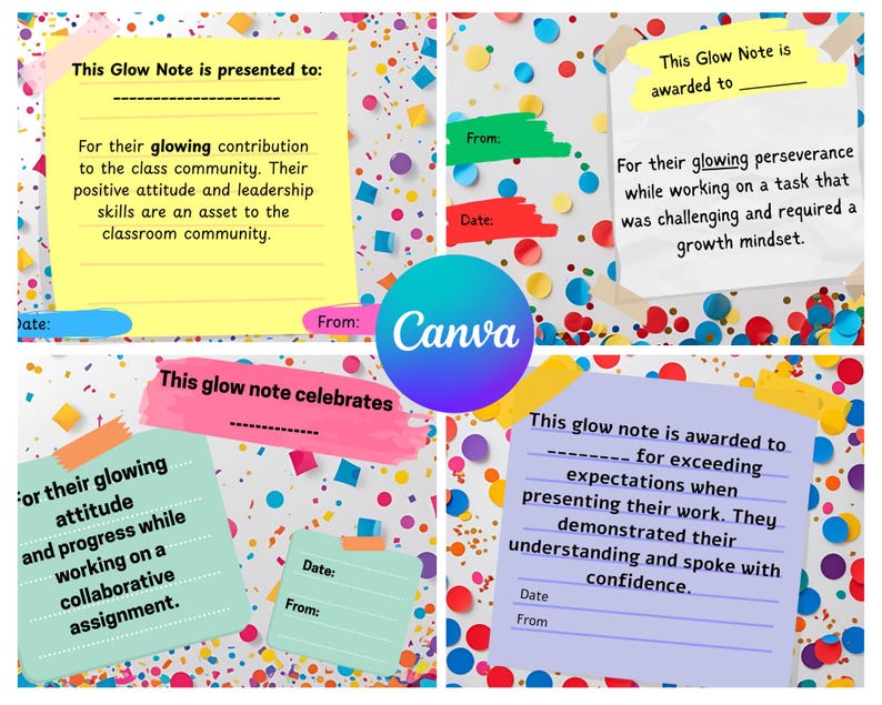 Glow Notes for Students β Editable Canva Templates | Positive Teacher ...