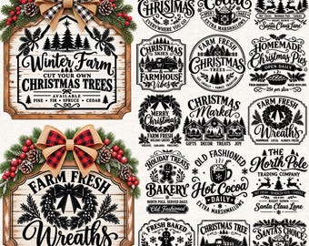 Farmhouse Christmas Sign Svg,Christmas Svg,Farm Fresh Svg,Vintage Christmas svg,Farmhouse Holiday Decor,Winter svg,Digital Download