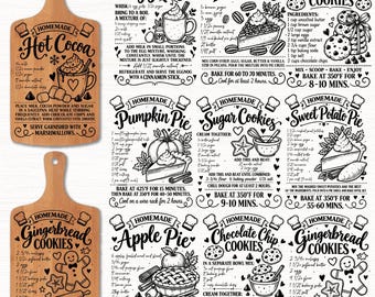 Christmas recipe svg,Christmas svg,Recipe svg,Kitchen svg,Farmhouse Kitchen Svg,Thanksgiving Recipe,Cutting Board svg,Cricut & Silhouette