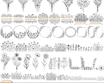 Wildflower SVG,Flower svg,Floral svg,Tree Svg,Floral Bouquet Svg,Spring svg,Botanical svg,Flower Border Svg,Nature svg,Circuit & silhouette,