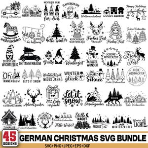 Noël allemand SVG, Plotterdatei Weihnachten Svg, Frohe Weihnachten, Svg Noël, maisons de Noël, Weihnachten Svg, Svg allemand, fichiers Cricut