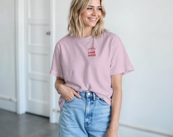 Certified Cool Aunt T-Shirt for cool aunts, Oversized Shirt, Front & Back Print, Pregnancy Announcement for Sister, Gift for Aunt