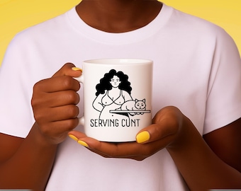 Sassy Feminist Mug with Cat Design – Bold Queer Empowerment Cup, Funny Gift for Women and Friends