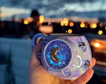 Magic Moon Lilac/Espresso Mug/Ceramic Mug/Handmade Mug/Moon Mug/Coffee Mug/Ceramic/Magic Mug/250ml Mug/Tea Mug