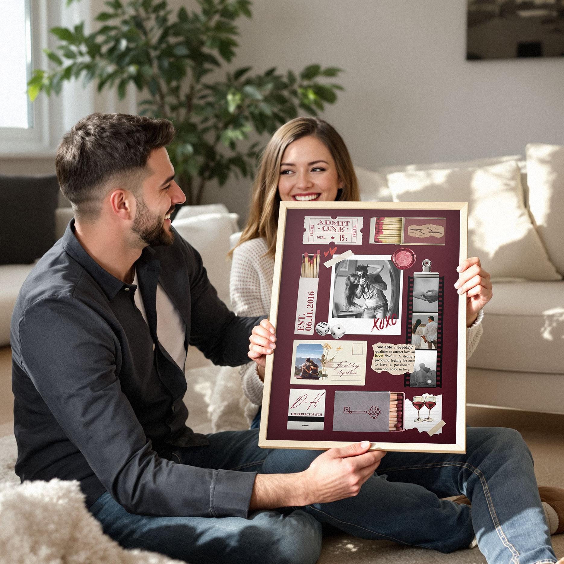 Matchbook Photo Poster Canva Template Anniversary Gift (digital