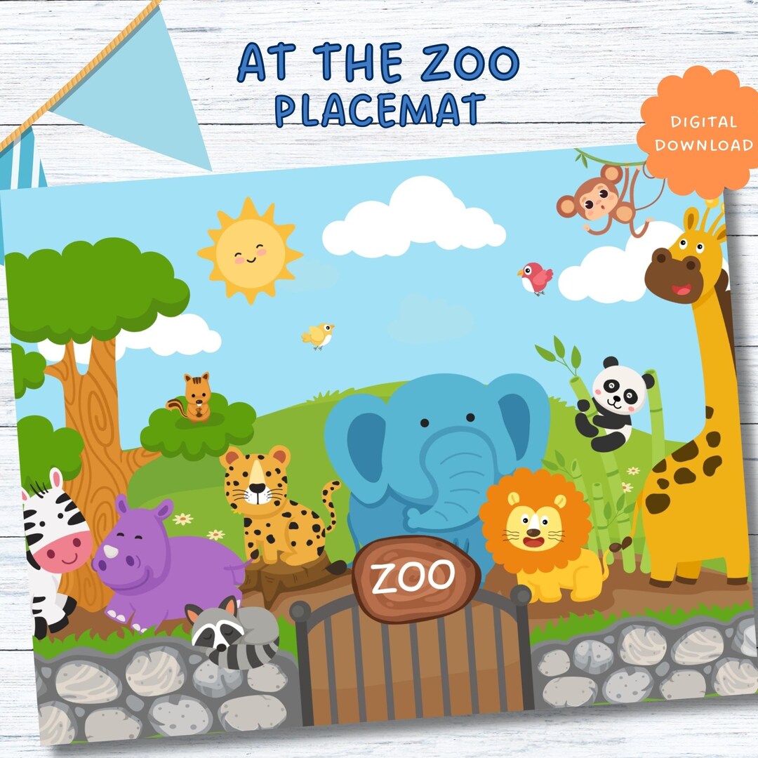 Set de table à imprimer animaux du zoo pour enfants Set de table pour ...