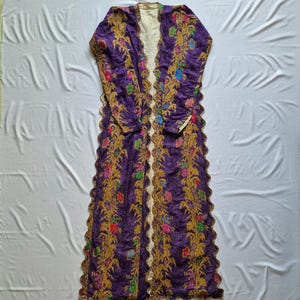 Antique Ottoman Three-Skirted Dress – Hereke Textile, Purple Tones, ca. Early 1900s