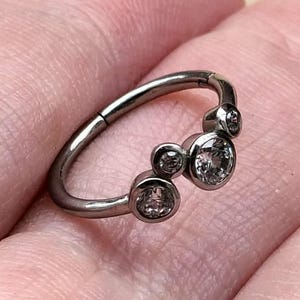 316L Surgical Steel CZ Conch, Cartilage Hinged Segment Clicker Ring Medical Grade 16g 12mm