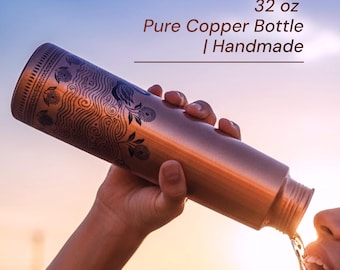 Handmade Indian Copper Water Bottle | Ayurvedic Wellness | Modern Design | Pure Copper Water Flask | Best Gift Ideas