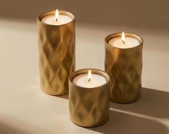 Gold Metal Tea Light Holder Set | Boho Holiday Decor