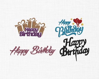 Happy Birthday Embroidery Design Set, Birthday Wishes Machine Embroidery Files, Gift Embroidery Pattern, Celebration Embroidery Design