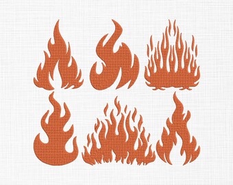 Flame Embroidery Design Set: Fire Pattern for Jackets, Patches (Digital Download)