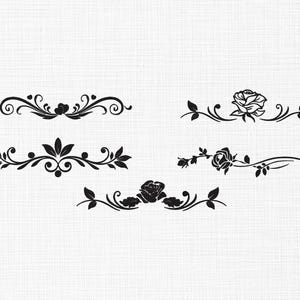Elegant rosbroderidesignset: Blommiga kantavdelare (digitala filer)