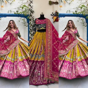 Party wear Lehenga Choli for women Heavy muslin cotton  Beautiful digital print indian Wedding Dress,  Navratri, Garba Chaniya Choli
