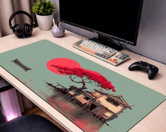 Surreal Red Tree Mouse Pad,Aesthetic  mause pad, Gaming Mousepad,Unique Desk Decor