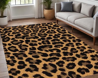 Leopard Print Rug: Modern Boho Safari Style Area Carpet