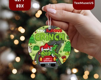 You Serious Grinch Road Trip Christmas Ornament – Funny Anti Holiday Car Decor