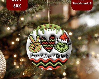 Peace Love Grinch Christmas Ornament – Bold Holiday Attitude Decor